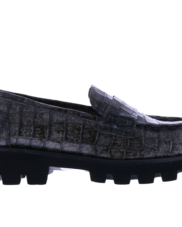 Dames Croco lacquer loafer grijs
