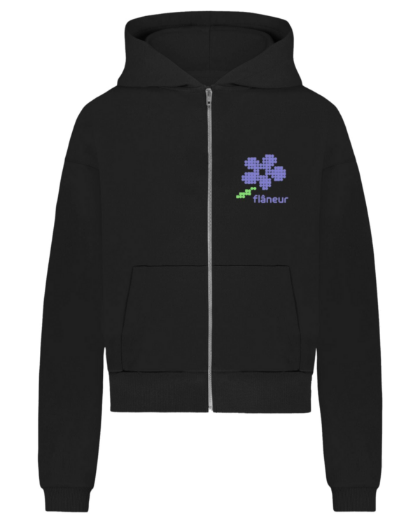Heren Pixel Flower Zip-Up Zwart