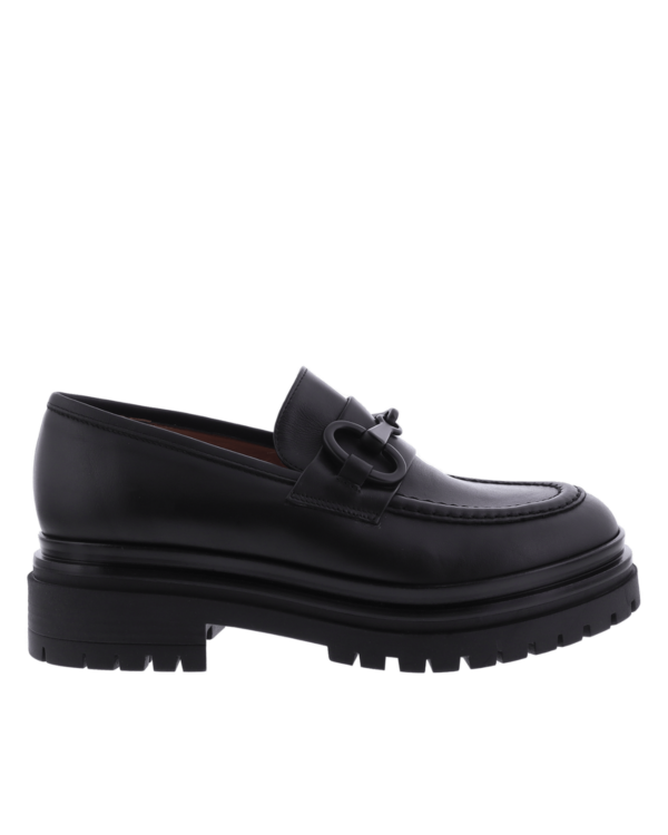 Dames Chunky Loafer Leren Zwart