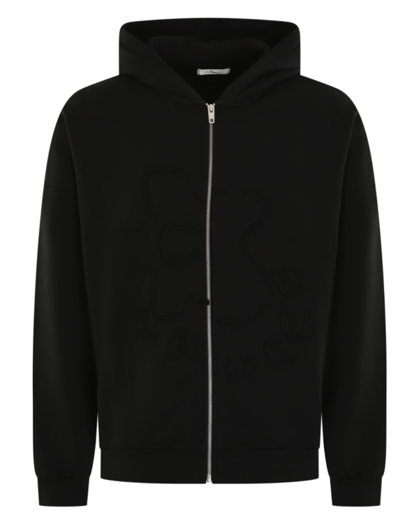 Heren Blossom Patches Zip-Up Zwart