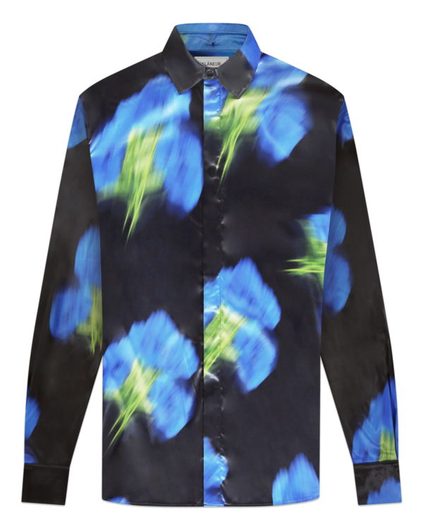 Heren Blurred Flower Overhemd Zwart