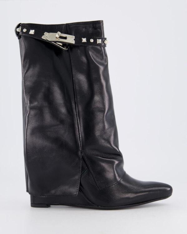 Dames Studded Shiny Leren Wedge