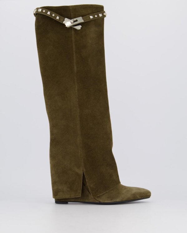 Dames Studded Leren Wedge Boots