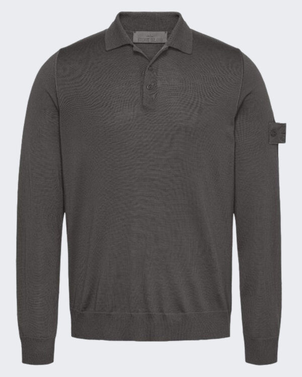 Heren Logo Patch Poloshirt Grijs