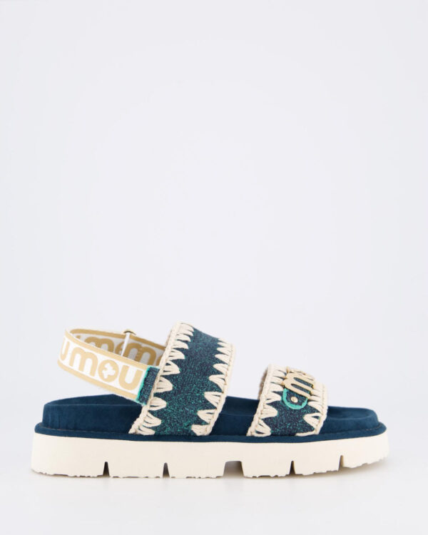 Dames Organic Sandaal Back Strap Denim