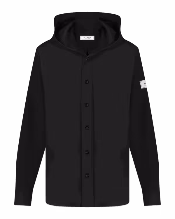 Heren Atelier Hooded Overhemd Zwart