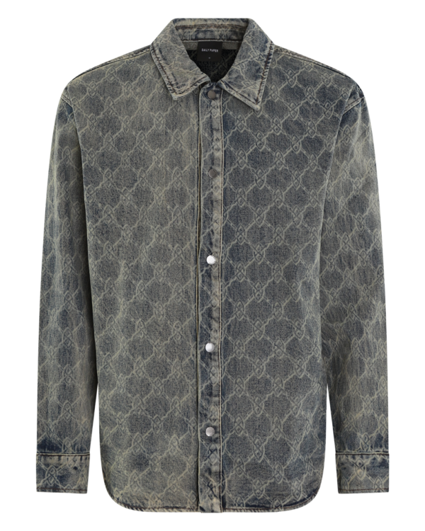 Heren Shield Laser Denim Overhemd Grijs
