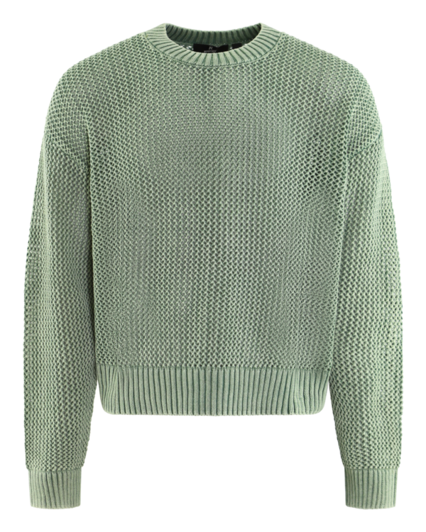 Heren Open Gauge Knit Trui Groen