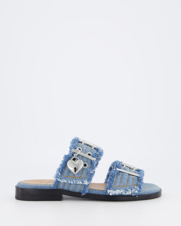 Dames Buckle Two-Strap Slipper Blauw