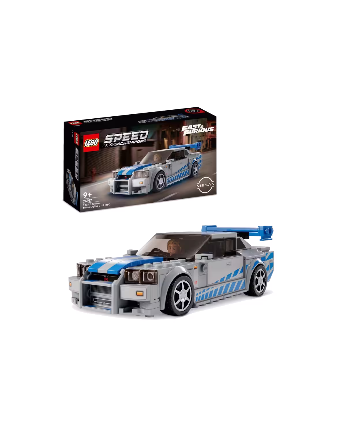LEGO Speed Champions 76917 2 Fast 2 Furious Nissan Skyline GT-R (R34) Car Set studio view 1