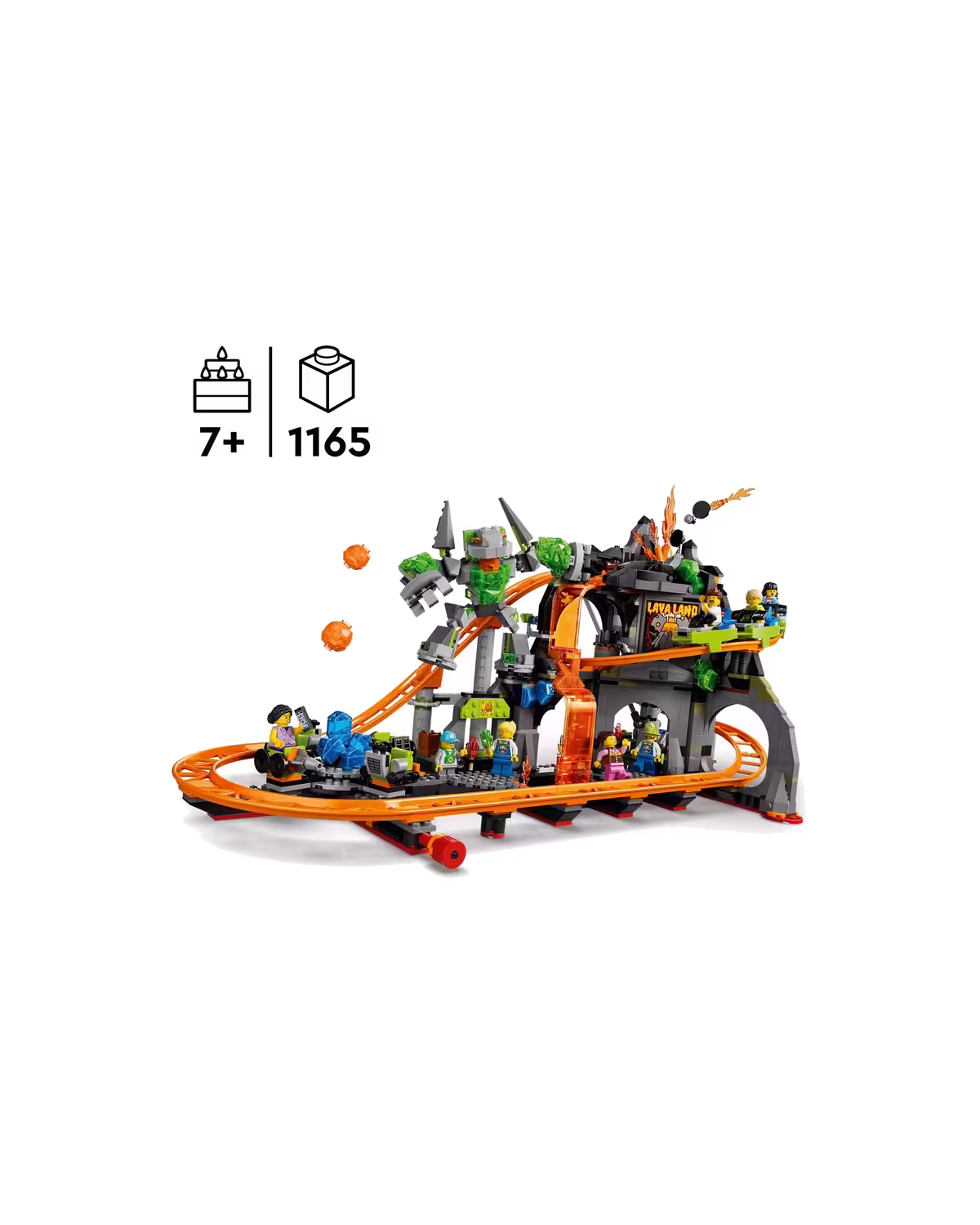 LEGO City 60501 Lava Land Roller Coaster Park Set studio view 2