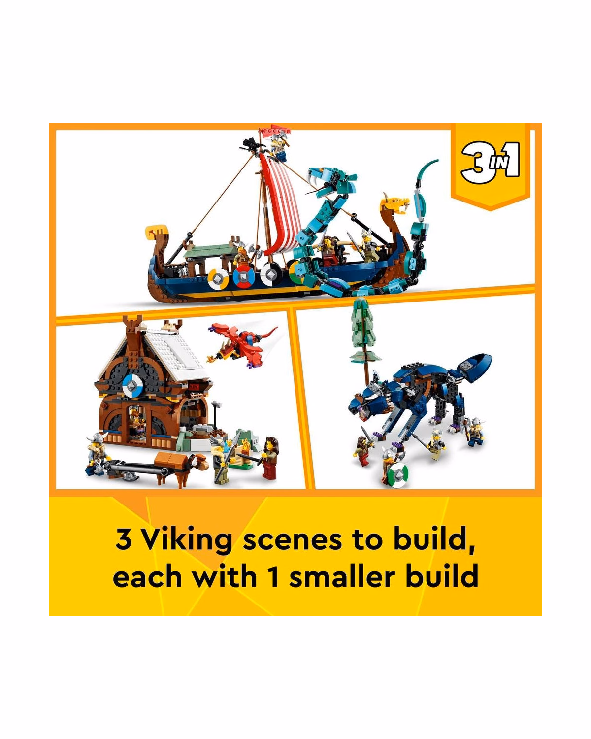 LEGO® 31132 Creator 3in1 Viking Ship and Midgard Serpent Set - 8